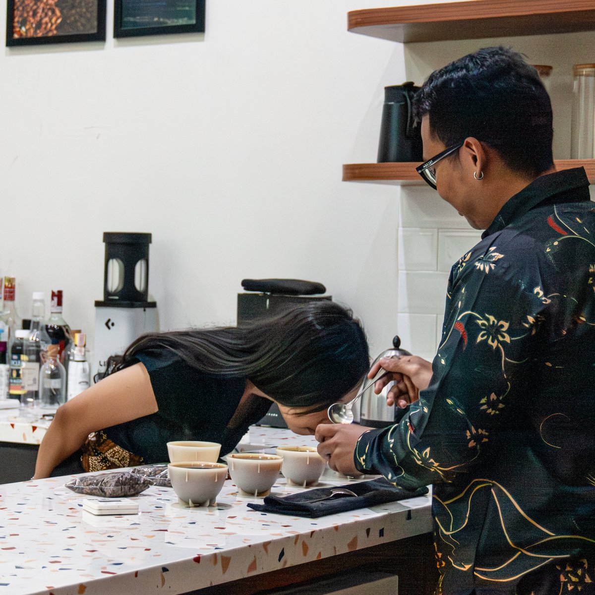 Cupping session as part of Tuang Coffee's daily routine